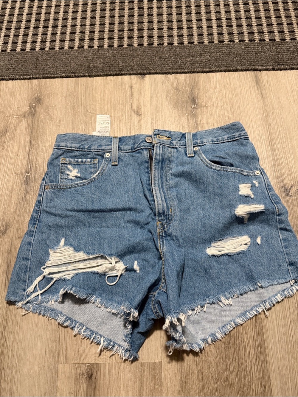 Levi's Distressed Blue Denim Cutoff high waisted mom Shorts